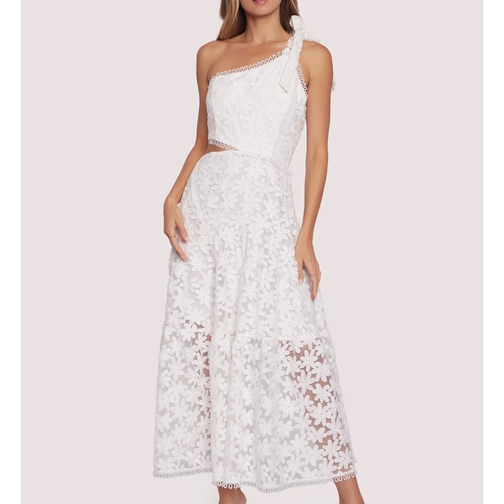Lost & Wander White Eyelet cutout middie dress